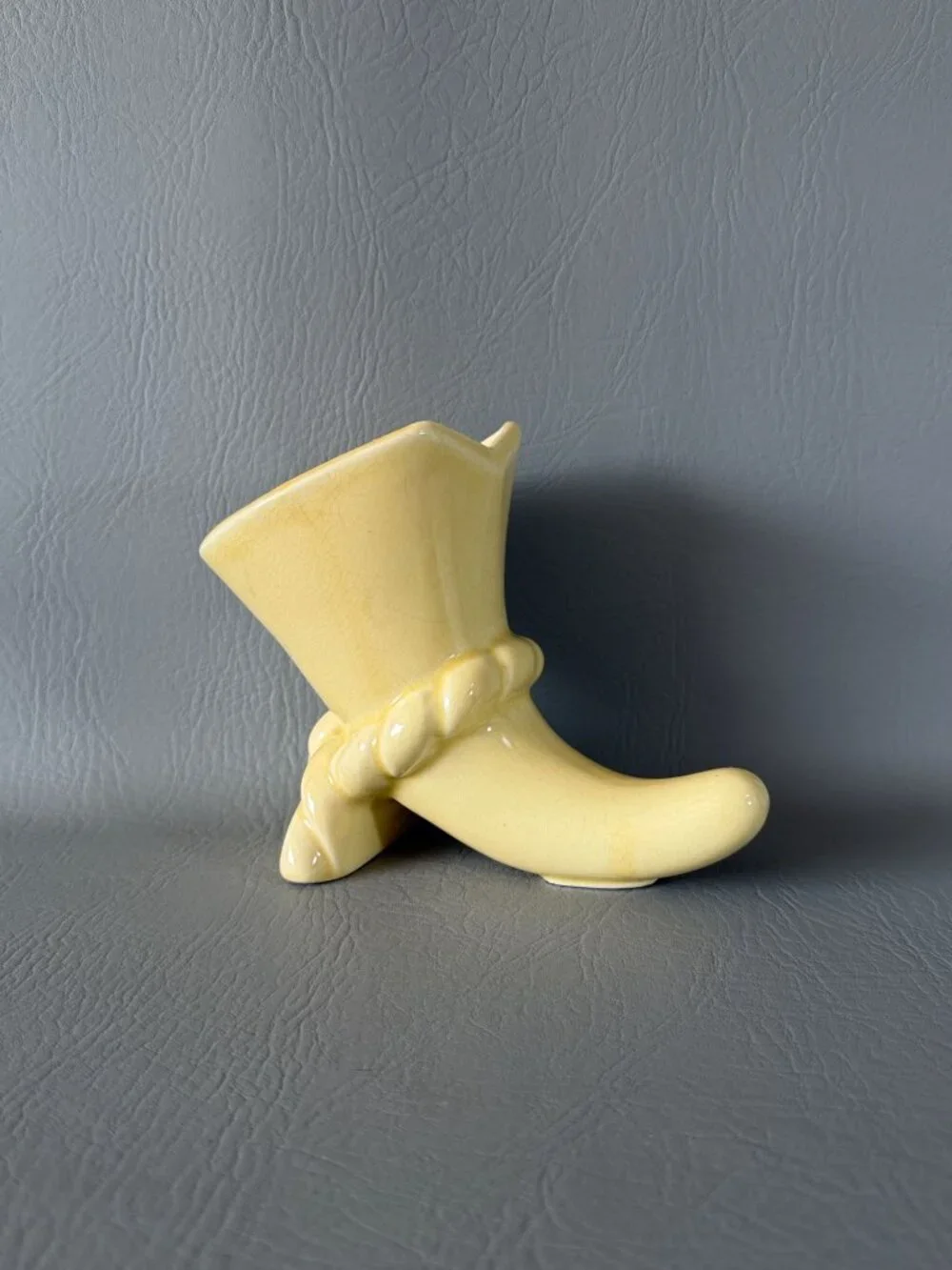 Vintage Yellow Ceramic Cowboy Boot Vase Planter Mid-Century Western Home Decor